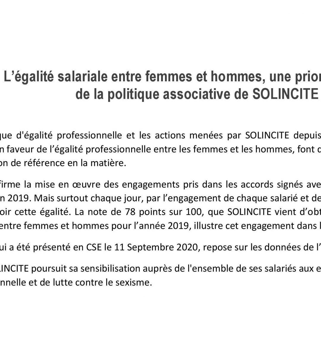 L’égalité salariale entre femmes et hommes, une priorité au coeur de la politique associative de SOLINCITE !