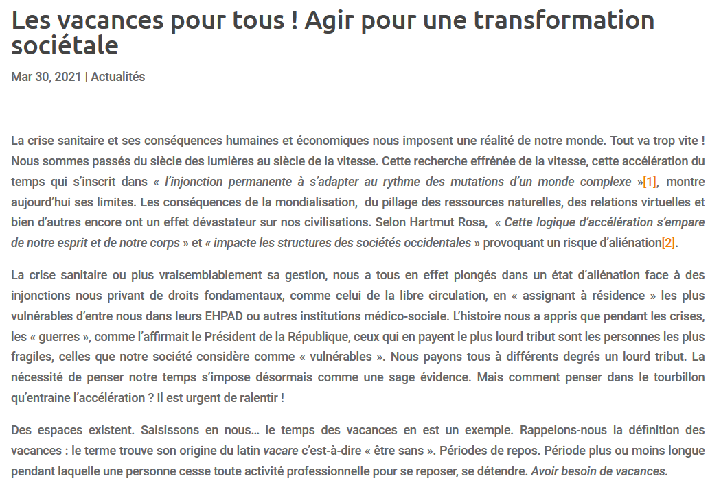 Les vacances pour tous ! Agir pour une transformation sociétale